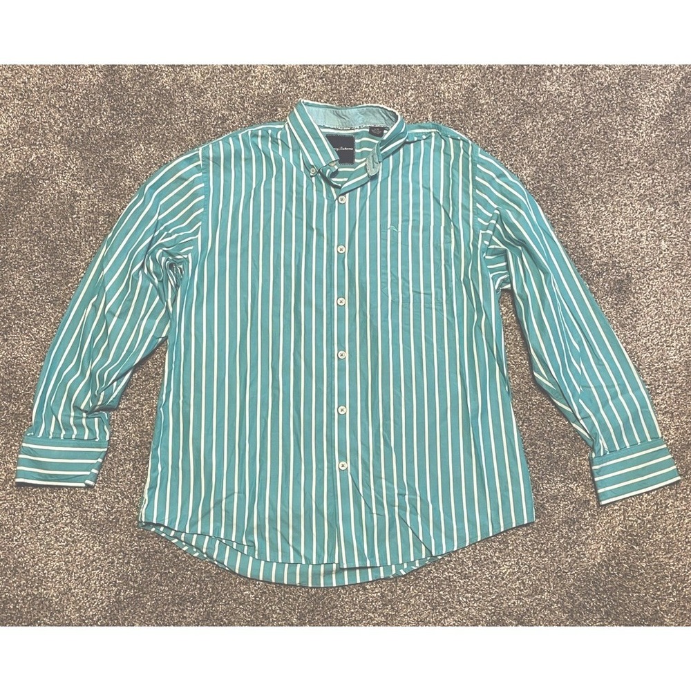 Tommy Bahama Shirt Mens Large Blue Striped Button Up Long Sleeve Casual Cotton